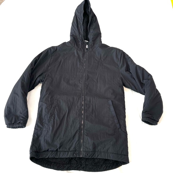 PINK Victoria's Secret Jackets & Blazers - PINK Victoria's Secret Softshell Fleece Jacket Hoodie Black Winter Long Line XS